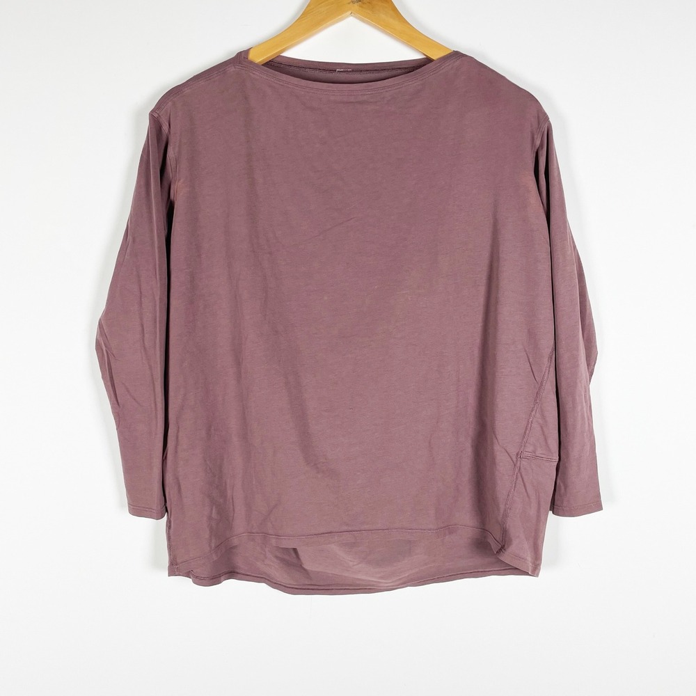 Lululemon Women's Back In Action Crew Neck Long Sleeve Tee Shirt Antique Bark M